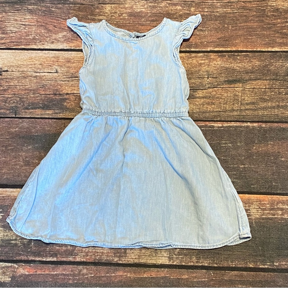 GAP Light Blue Girls' Chambray Dress with Flutter Sleeves